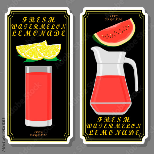 Tasty watermelon lemonade in glass jug