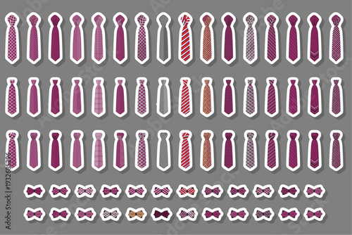 big colored set neckties different types