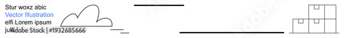 Technology, logistics, cloud computing, data transfer, supply chain, storage solutions. Minimal design with a cloud icon linked to stacked boxes. Cloud computing and logistics concept