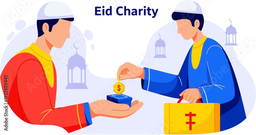 Noble act of eid charity where a generous man provides financial support to a person in need