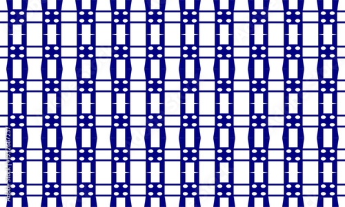 blue bg, net table vintage Blue rectangle block arrange in square cross grid  seamless Pattern design for fabric printing, vintage patter