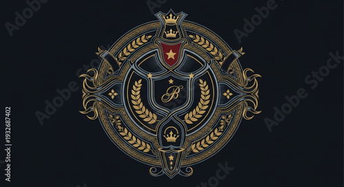 Elegant emblem design with intricate details and ornate elements, perfect for branding.