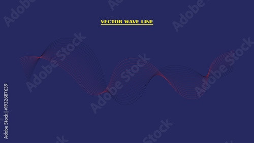 Dynamic wave line design on dark blue background