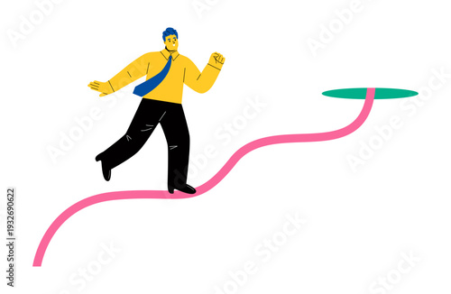 Business man strives forward. Concept of professional occupation. Flat vector illustration isolated on white background