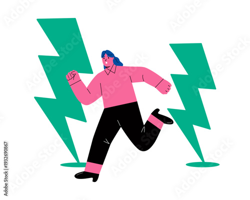 Business woman in crisis. Concept of crisis happening on business. Flat vector illustration isolated on white background