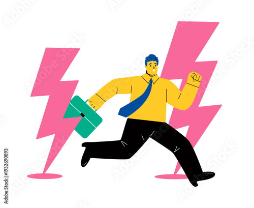 Business man in crisis. Concept of crisis happening on business. Flat vector illustration isolated on white background