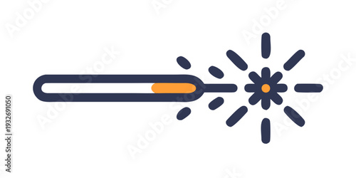 Sparkler wand glowing with colorful sparks against a white background
