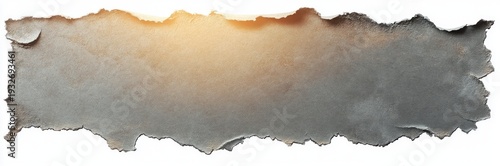Wallpaper Mural wide torn weathered paper strip with frayed rough edges and textured gray surface, soft golden glow and subtle shadows creating a rustic worn organic mood Torontodigital.ca