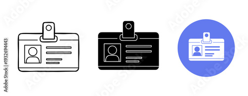 Identification badge icons: outline, solid, color variants on white background