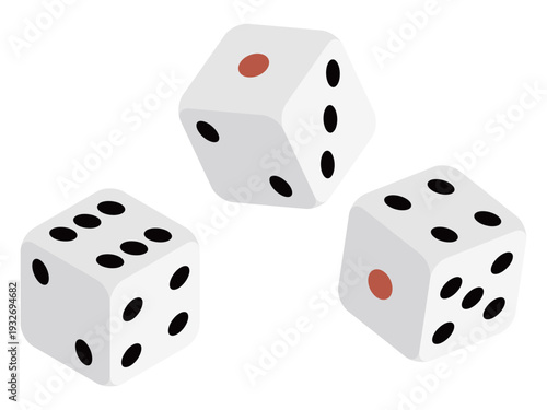 3つのサイコロが並んだボードゲーム風ベクターイラスト