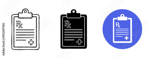 Medical prescription icons: simple, bold, and circular designs