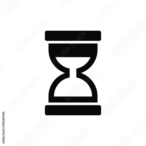 Minimalist black and white icon of an hourglass, symbolizing time, deadlines, and the passage of moments.
