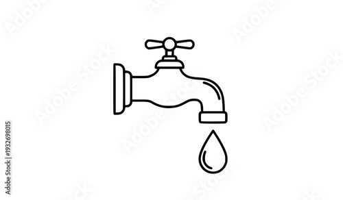 A minimalist vector graphic of a dripping faucet