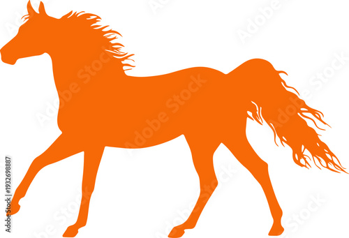 Create a realistic  horse vector art  silhouette with white background.