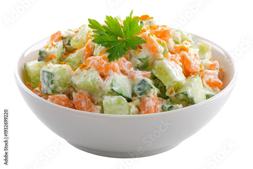 Homemade Fresh Russian Salad Platter isolated on transparent background