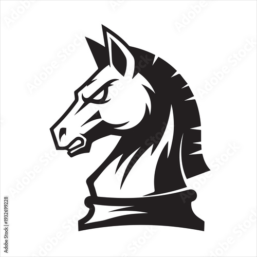 Chess horse vector illustration Black and White Vector Illustration