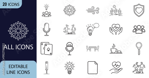 Business line web icon collection. Simple vector illustration.