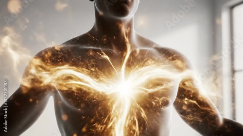 Spiritual man awakening inner energy power