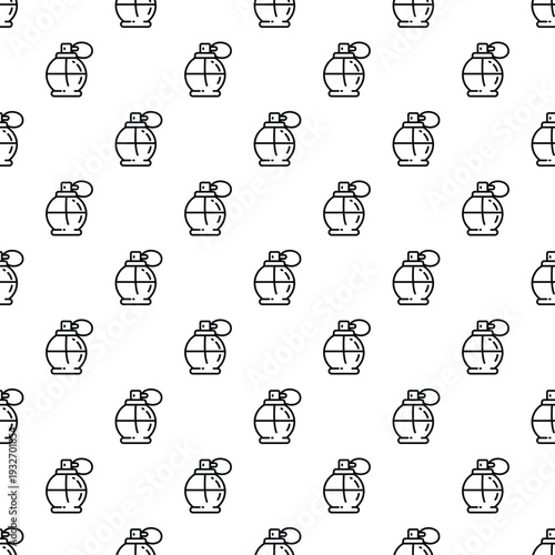 Repeating fragrance bottle outline design creating a cosmetic and beauty concept background