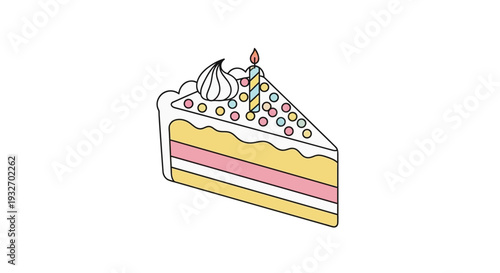 Birthday cake slice illustration sweet dessert