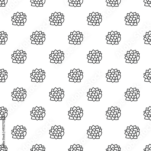 Succulent plants forming a seamless geometric pattern on a white background