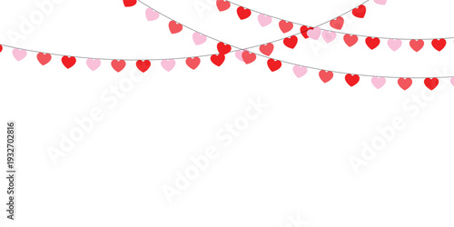 Red and Pink Heart Garland Vector Illustration