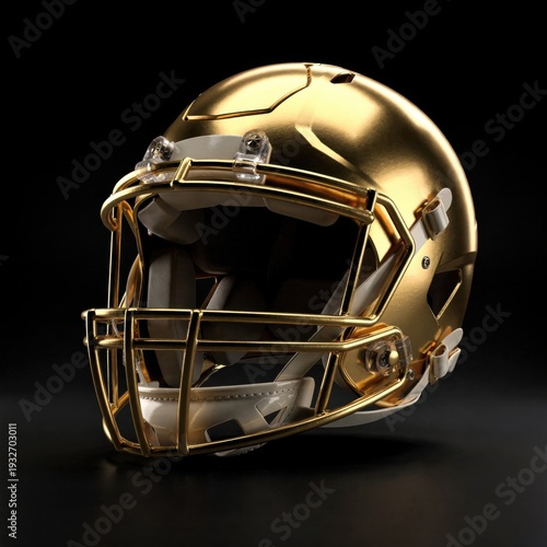 gold football helmet on black background