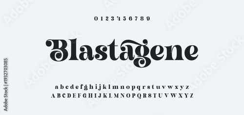 Elegant Font Uppercase Lowercase and Number. Classic Lettering Minimal Fashion Designs. Typography modern serif fonts regular decorative vintage concept. vector illustration