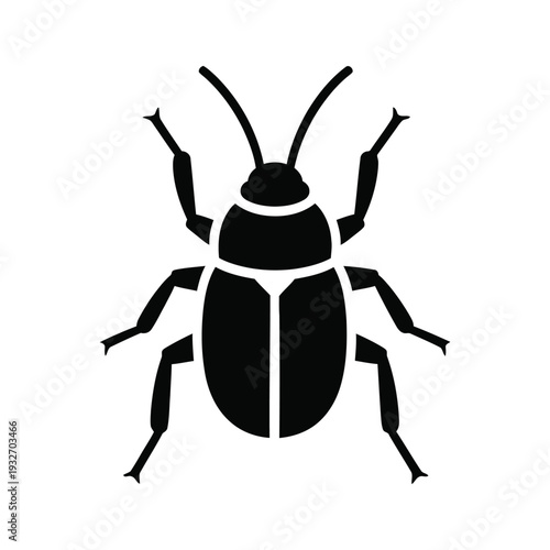 Vector Black beetle icon isolated on white background, perfect for graphic design and pest control themes