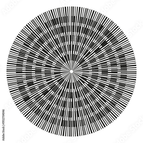Extraordinary linear circle. Sophisticated radial Vector. Unique abstract texture. Geometric graphic element.