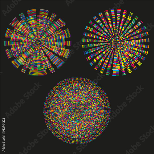 Magnificent radial illustration. Symmetrical mandala Vector. Extraordinary circular elements. Exceptional black background.