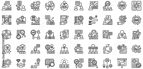 Consulting icons collection. Vector illustration. Consultant, Business Advice, Strategy Session, Problem Solving, Advisory Board. Pro Vector	