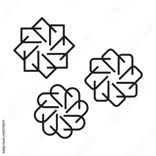 Extraordinary hexagons icons. Spectacular stars symbols. Outstanding shapes Vector. Professional symmetry illustrations.