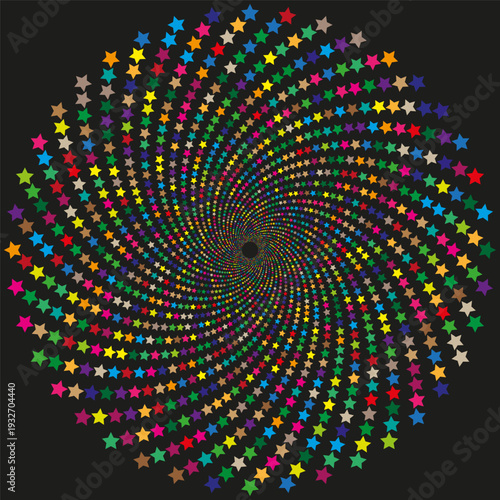 Professional multicolored stars. Professional black background. Professional celestial Vector. Professional rotation masterpieces.