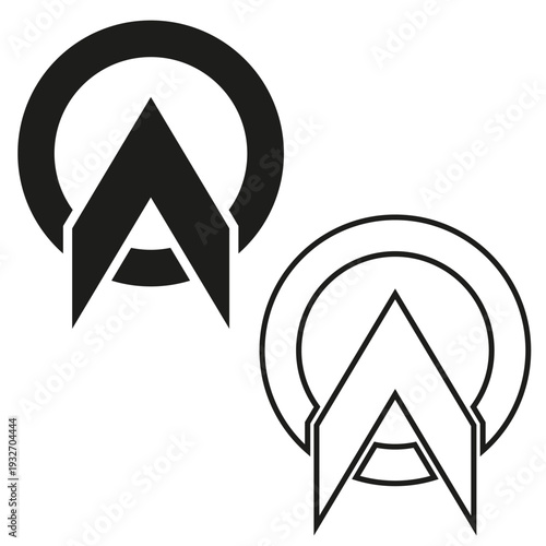 Arrowing emblems Vector. Circling letters icons. Abstractly alphabets symbols. Modernized corporated identities.