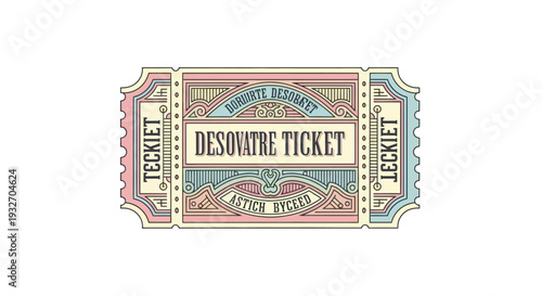 Vintage ticket illustration retro event coupon