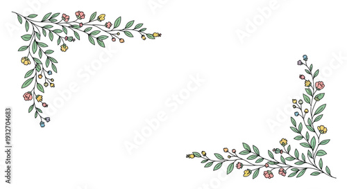 Floral corner illustration botanical frame design