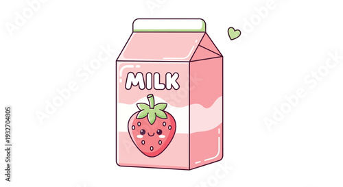 Strawberry milk carton illustration cute drink box