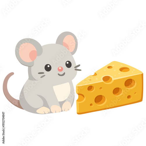 Wallpaper Mural Cute Mouse With Cheese Wedge Isolated On Transparent Background Funny Animal Character Torontodigital.ca
