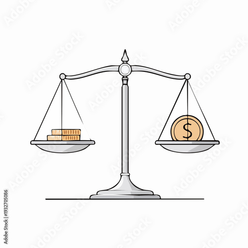 Balance Scale Weighing Gold Bars Against Dollar Coin Financial Equality Concept.
