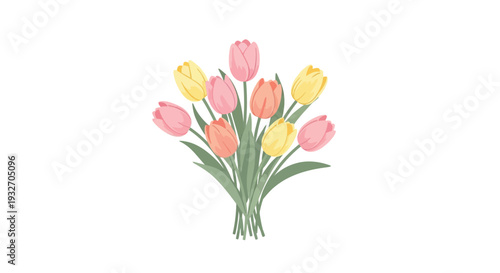 Tulip bouquet illustration pastel spring flowers