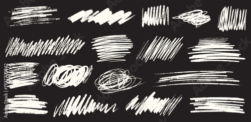 Wallpaper Mural Crayon pencil scribbles, squiggles, lines and shapes. Chalk texture shapes, circles and underlines on blackboard background. Vector hand drawn different doodle underlines, round shapes, daubs strokes Torontodigital.ca