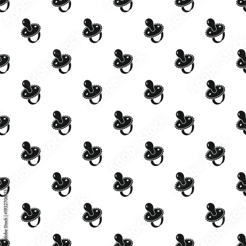Black baby pacifiers forming a simple repeating seamless nursery pattern