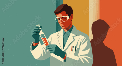 Colorful contemporary scientist analyzing test tube in laboratory setting