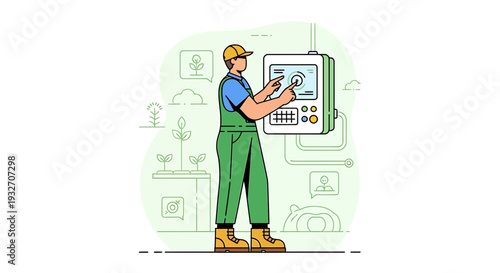 Farmer using smart technology for modern agriculture and crop management