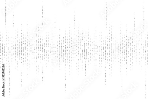Binary code rain border. Digital matrix background with flowing data pattern. Modern computer programming technology concept for software development projects. 0 and 1 numbers vector background