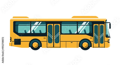Yellow City Bus Front View Isolated