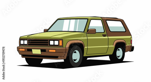 Retro SUV off road vehicle, vintage car illustration
