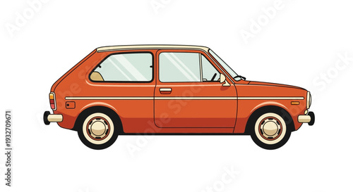 Vintage orange hatchback car