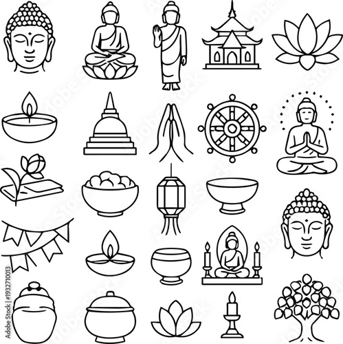 Buddha Purnima related icons transparent